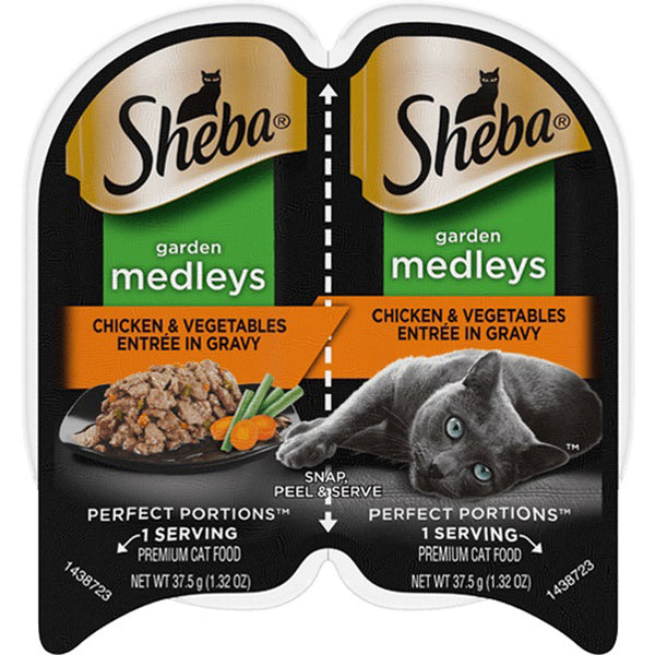 Sheba Perfect Portions Garden Medleys Wet Cat Food Chicken & Vegetables in Gravy 24ea/2.6 oz, 24 pk