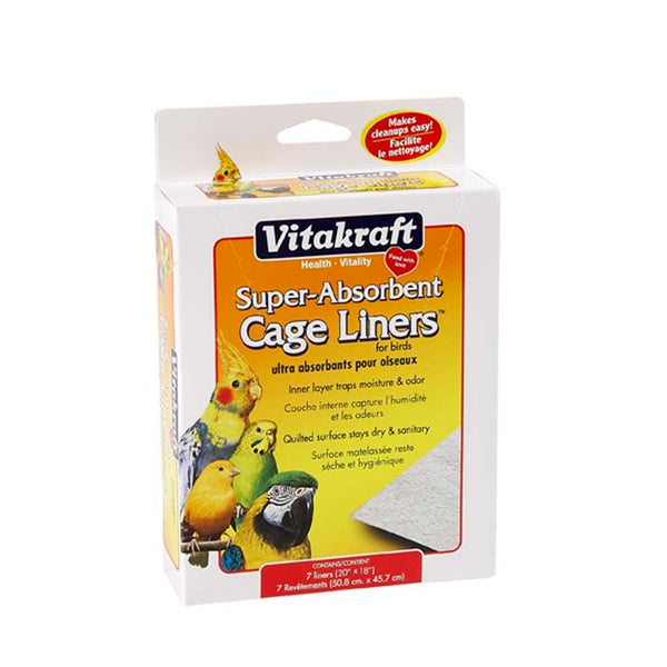 Vitakraft Super-Absorbent Cage Liners for Birds White 1ea/20 In X 18 in, 7 ct