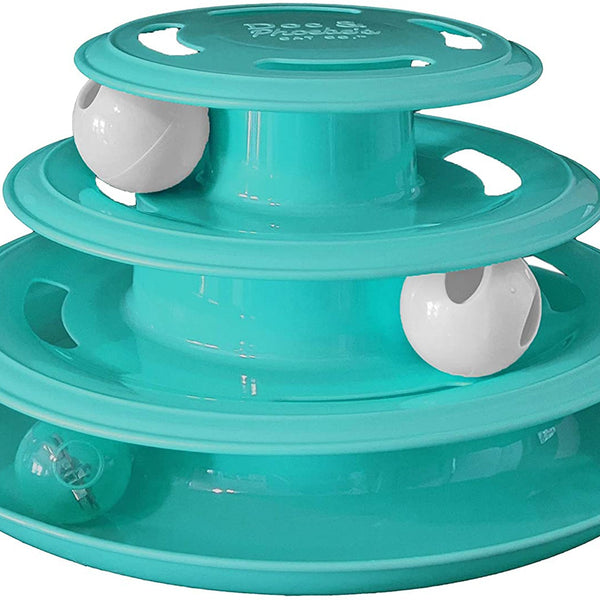 Doc and Phoebe Forever Fun Treat Track Cat Treat Dispenser Blue 5.25in
