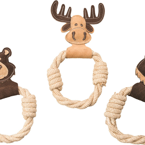 Spot Dura-Fuse Leather with Rope Ring Dog Toy Assorted 1ea/11 in