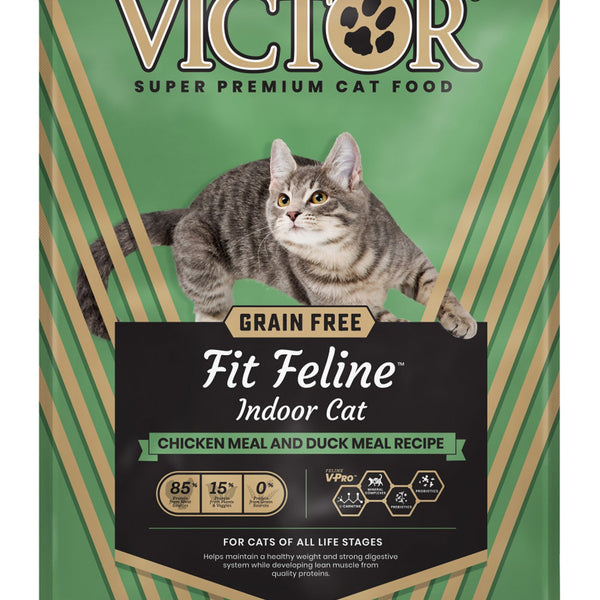 Victor Super Premium Dog Food Fit Feline Indoor Dry Cat Food Chicken & Duck 1ea/15 lb