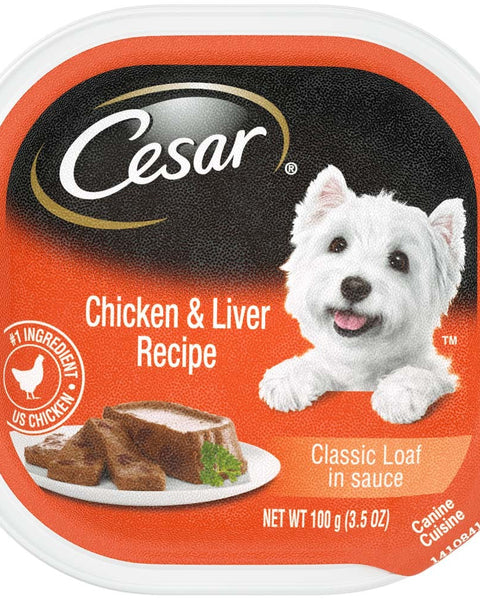 Cesar Classic Loaf in Sauce Adult Wet Dog Food Chicken & Liver 3.5oz. (Case of 24)