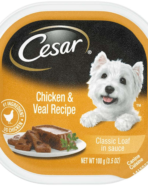 Cesar Classic Loaf in Sauce Adult Wet Dog Food Chicken & Veal 3.5oz. (Case of 24)