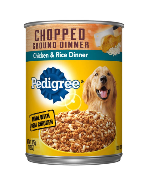 Pedigree Chopped Ground Dinner Adult Wet Dog Food Chicken & Rice 13.2oz. (Case of 12)