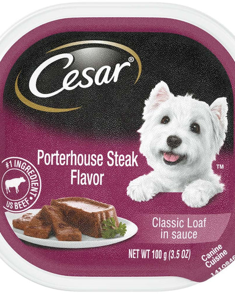 Cesar Classic Loaf in Sauce Adult Wet Dog Food Porterhouse Steak 3.5oz. (Case of 24)