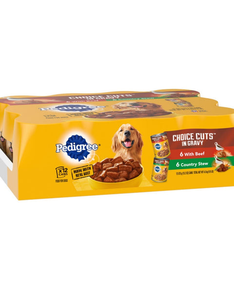 Pedigree Choice Cuts in Gravy Adult Wet Dog Food Variety Pack (Beef, Country Stew) 158.7oz. (Case of 12)