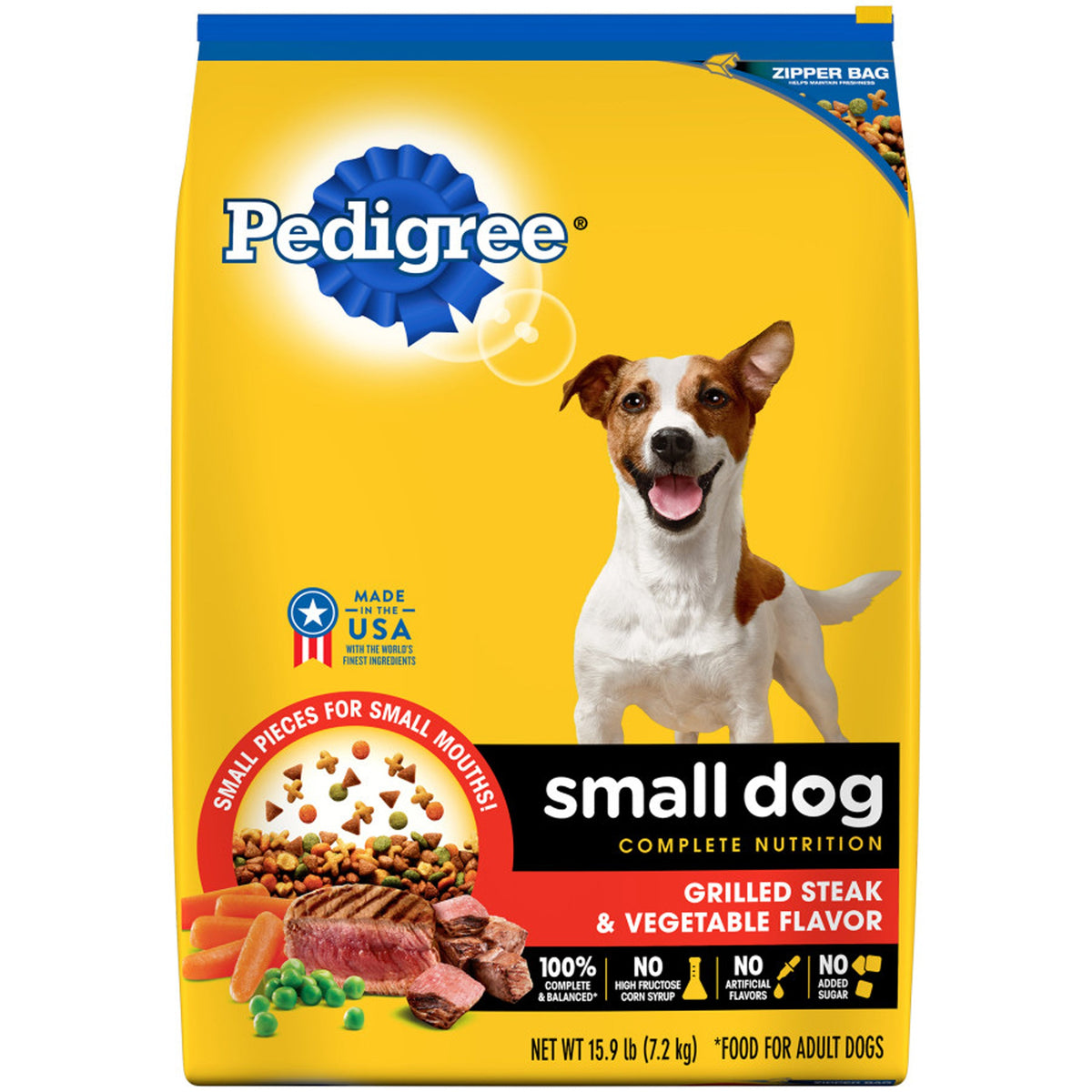 Pedigree Complete Nutrition Small Breed Adult Dry Dog Food Grilled Steak & Vegetable 1ea/15.9 lb