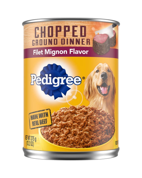 Pedigree Chopped Ground Dinner Adult Wet Dog Food Filet Mignon 13.2oz. (Case of 12)