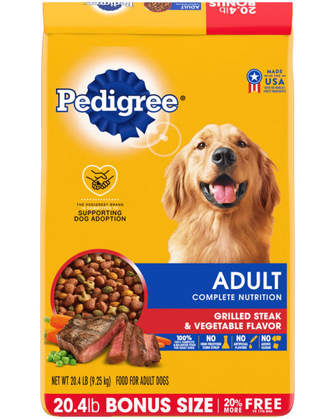 Pedigree Complete Nutrition Adult Dry Dog Food Grilled Steak & Vegetable 1ea/20 lb