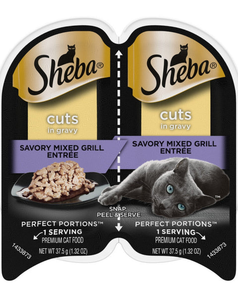 Sheba Perfect Portions Cuts in Gravy Wet Cat Food Savory Mixed Grill 24ea/2.6 oz