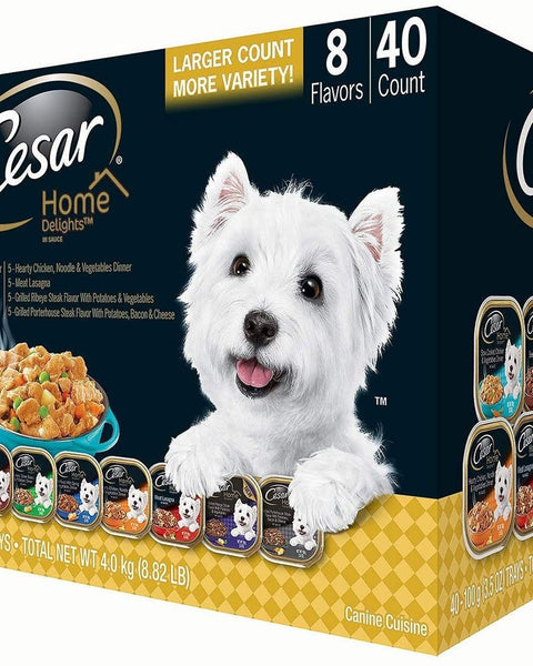 Cesar Home Delights Adult Wet Dog Food Variety Pack (Beef Stew, Turkey Potato & Green Bean, Pot Roast & Vegetables, Chicken Noodle Vegetable) 3.5oz. (Case of 24)