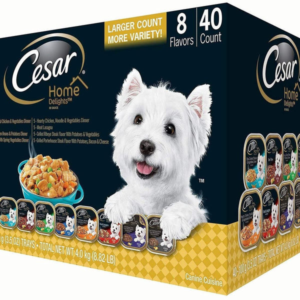 Cesar Home Delights Adult Wet Dog Food Variety Pack (Beef Stew, Turkey Potato & Green Bean, Pot Roast & Vegetables, Chicken Noodle Vegetable) 3.5oz. (Case of 24)
