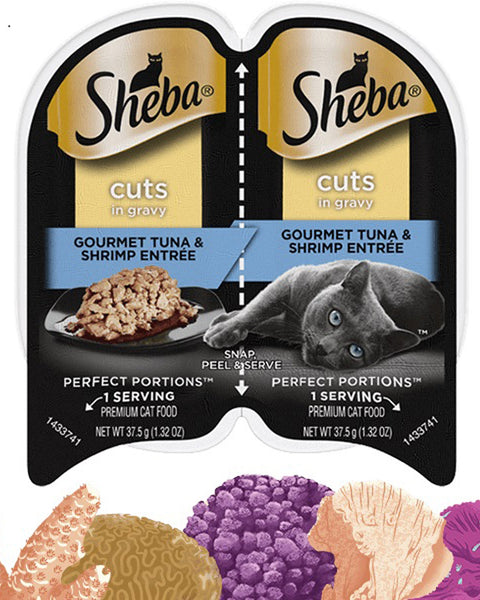 Sheba Perfect Portions Cuts in Gravy Wet Cat Food Gourmet Tuna & Shrimp 24ea/2.6 oz