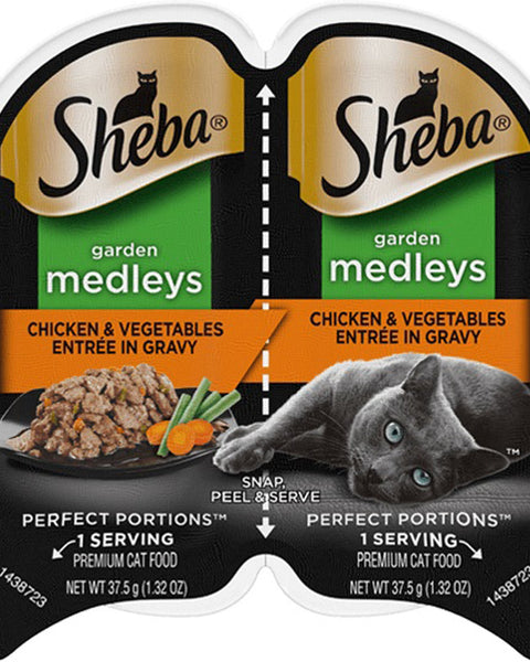 Sheba Perfect Portions Garden Medleys Wet Cat Food Chicken & Vegetables in Gravy 24ea/2.6 oz, 24 pk