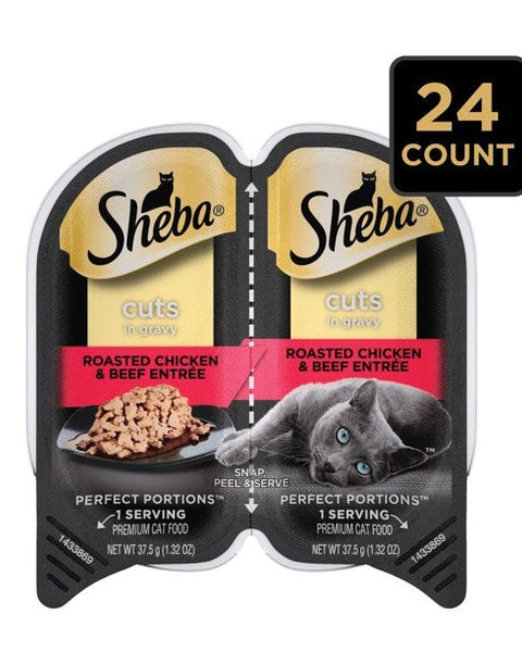 Sheba Perfect Portions Cuts in Gravy Wet Cat Food Roasted Chicken & Beef 24ea/2.6 oz, 24 pk