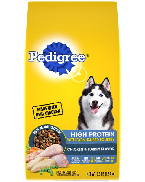 Pedigree High Protein Adult Dry Dog Food w/Farm-Raised Poultry Chicken & Turkey 1ea/3.5 lb