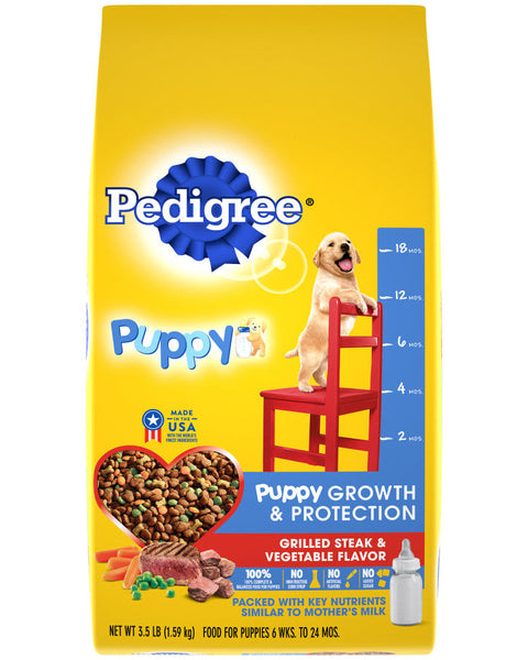 Pedigree Puppy Growth & Protection Dry Dog Food Grilled Steak & Vegetable 1ea/3.5 lb