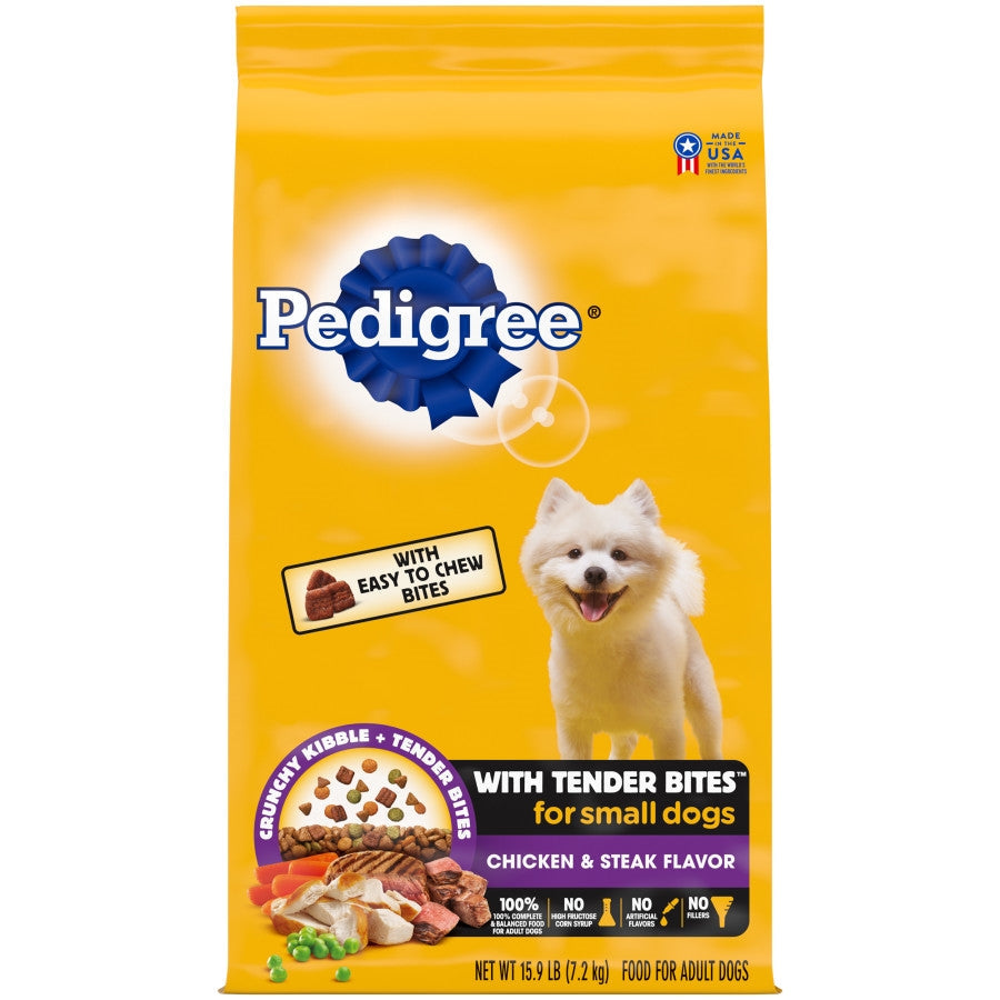 Pedigree Complete Nutrition Tender Bites Small Breed Adult Dry Dog Food Chicken & Steak 1ea/15.9 lb