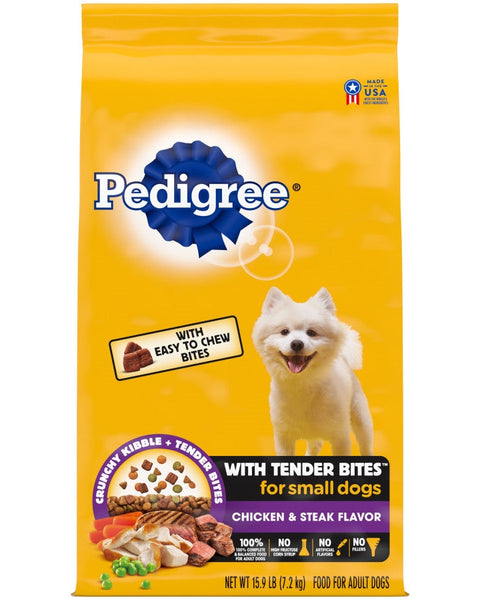 Pedigree Complete Nutrition Tender Bites Small Breed Adult Dry Dog Food Chicken & Steak 1ea/15.9 lb