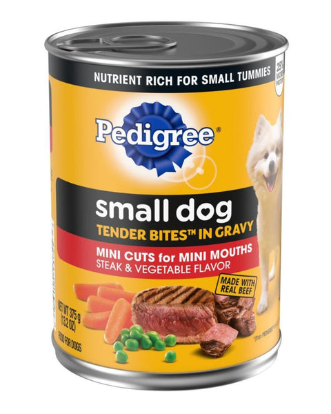 Pedigree Tender Bites in Gravy Adult Small Breed Wet Dog Food Steak & Vegetable 13.2oz. (Case of 12)