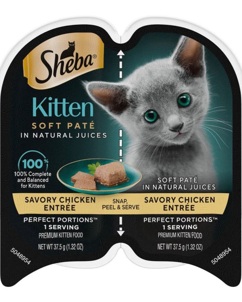 Sheba Perfect Portions Soft Pate Wet Kitten Food Savory Chicken, 24ea/2.65oz.