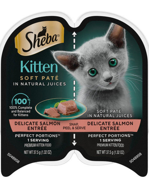 Sheba Perfect Portions Soft Pate Wet Kitten Food Delicate Salmon, 24ea/2.65oz.