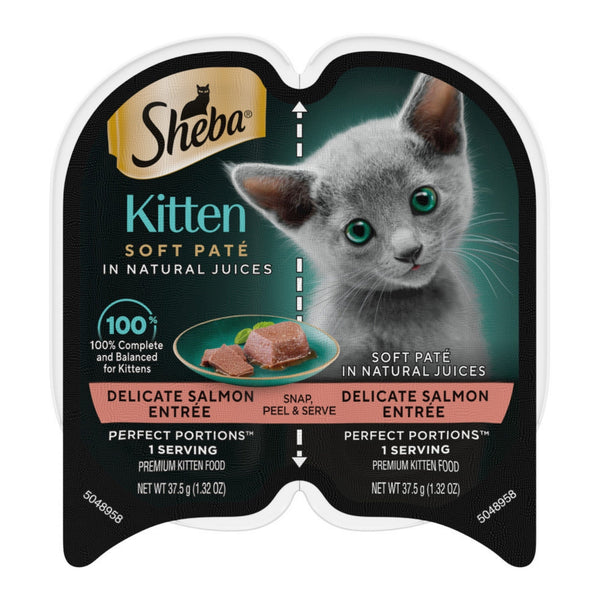 Sheba Perfect Portions Soft Pate Wet Kitten Food Delicate Salmon, 24ea/2.65oz.