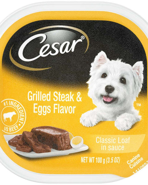 Cesar Sunrise Classic Loaf in Sauce Adult Wet Dog Food Grilled Steak & Eggs 3.5oz. (Case of 24)