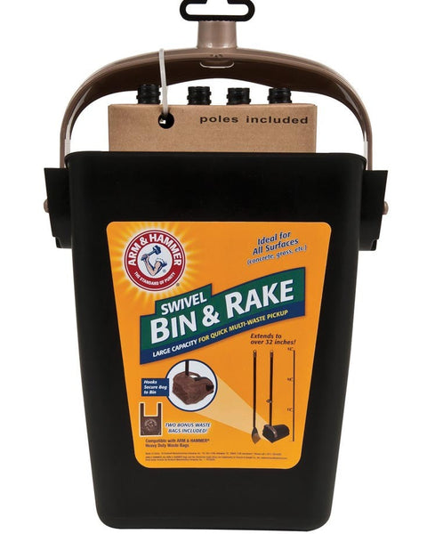 Arm & Hammer Swivel Bin & Rake Black 1ea/One Size