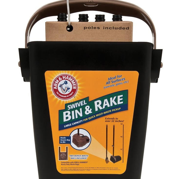 Arm & Hammer Swivel Bin & Rake Black 1ea/One Size