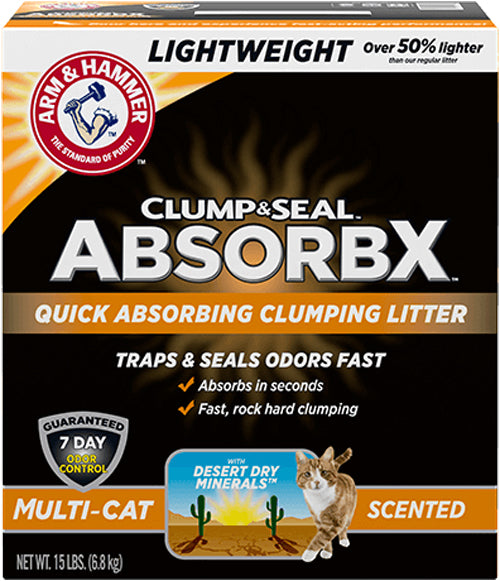 Arm & Hammer Clump & Seal AbsorbX Lightweight Multi-Cat Scented Litter 1ea/15 lb