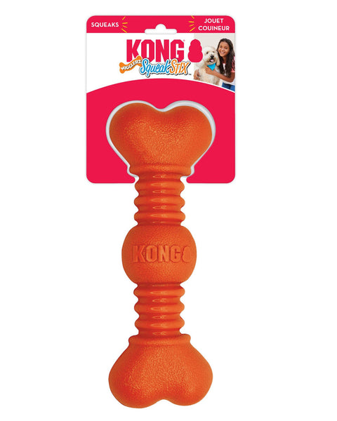 KONG SqueakStix Wigglerz Dog Toy Orange LG (2 pack)
