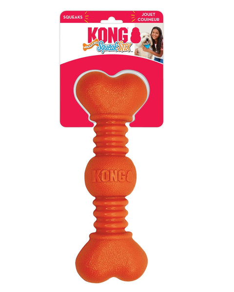 KONG SqueakStix Wigglerz Dog Toy Orange LG (2 pack)