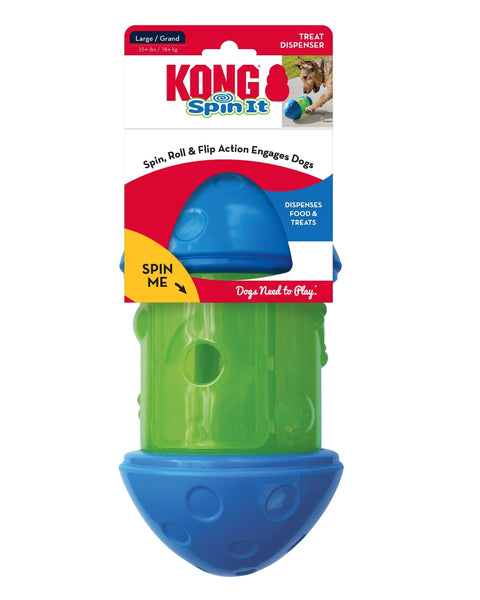 KONG Spin It Treat Dispenser Toy Green/Blue 1ea/LG
