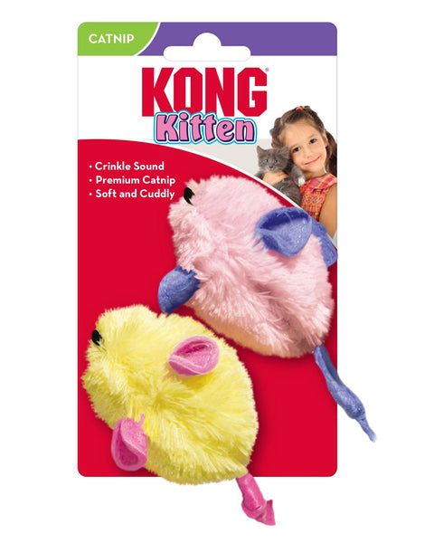 KONG Kitten Plush Catnip Mice Toy Assorted 1ea/One Size, 2 pk