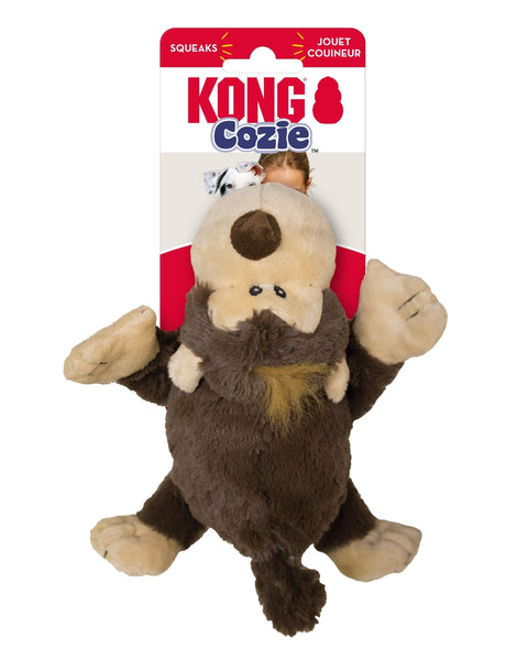 KONG Cozie Spunky Monkey Plush Dog Toy Brown 1ea/SM