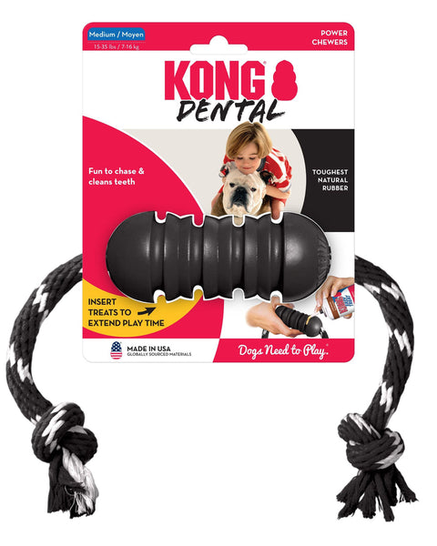 KONG Extreme Dental with Rope Dog Toy Black 1ea/MD