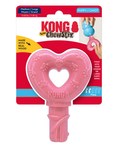 KONG ChewStix Puppy Twist Dog Toy Heart 1ea/LG