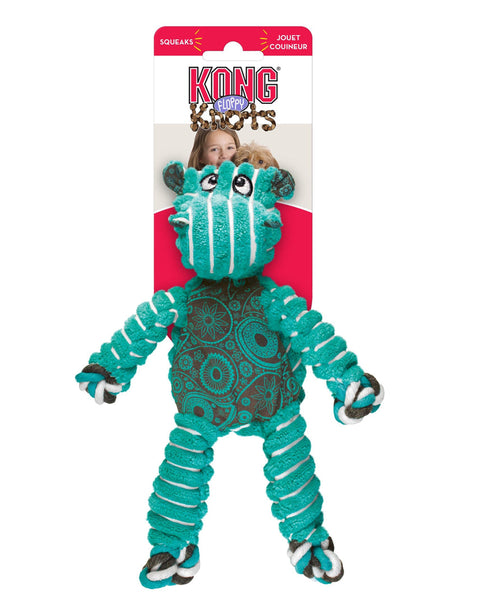 KONG Floppy Knots Hippo Dog Toy Green 1ea/SM/MD