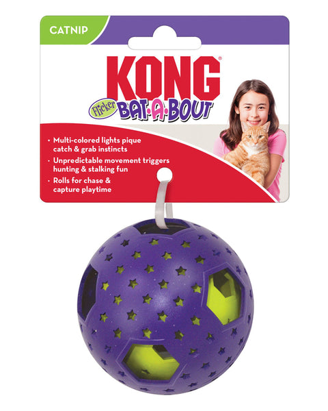 KONG Bat-A-Bout Flicker Disco Ball Catnip Toy Purple 1ea/One Size