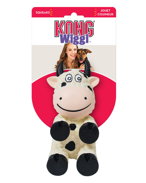 KONG Wiggi Cow Dog Toy 1ea/SM