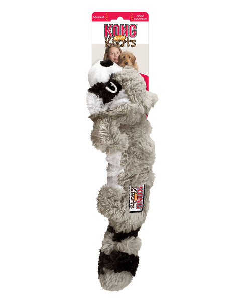 KONG Scrunch Knots Raccoon Dog Toy Gray 1ea/MD/LG