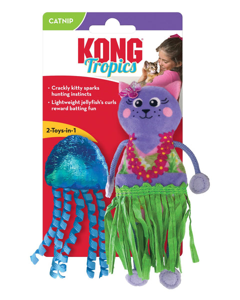 KONG Tropics Hula Cat & Jelley Fish Cat Toy 1ea/2 Pc