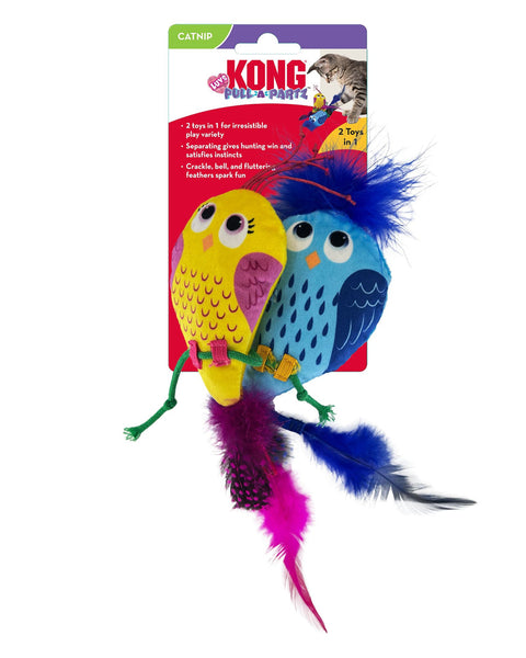 KONG Pull-A-Partz Luvs Cat Toy Yellow & Blue 1ea/One Size