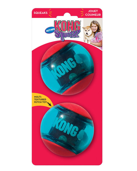KONG Squeezz Action Ball Dog Toy Red 1ea/LG