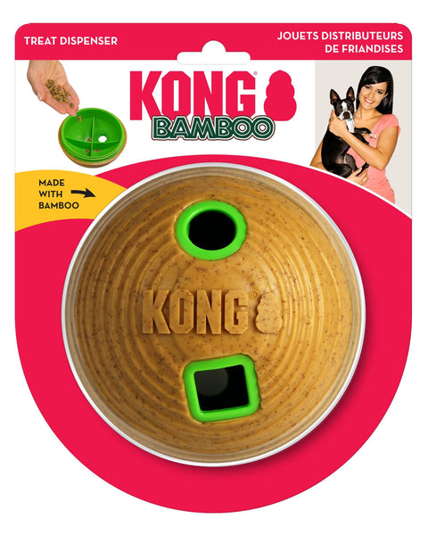 KONG Bamboo Treat Dispenser Ball Dog Toy Tan 1ea/MD, 4.75 in