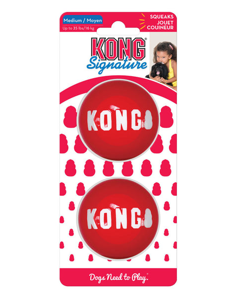 KONG Signature Ball Dog Toy Red 1ea/2 pk, MD