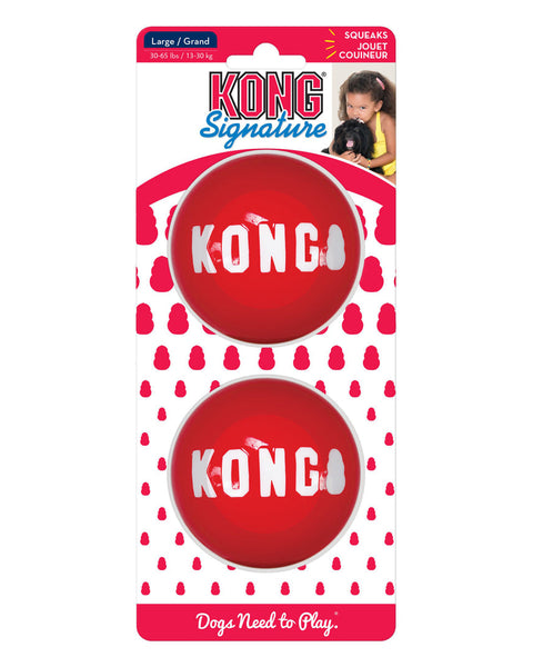 KONG Signature Ball Dog Toy Red 1ea/2 pk, LG