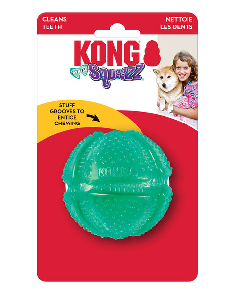KONG Dental Squeezz Ball Dog Chew Teal 1ea/MD