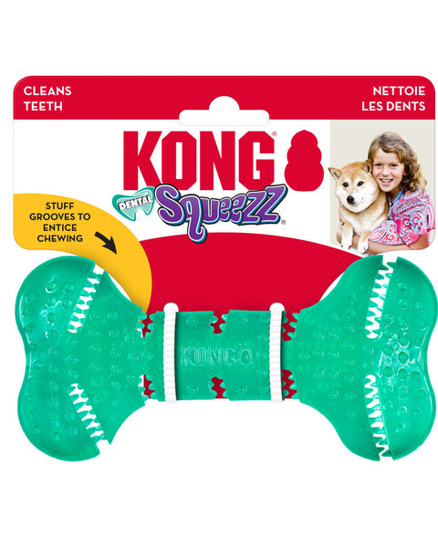 KONG Dental Squeezz Bone Dog Chew Teal 1ea/MD